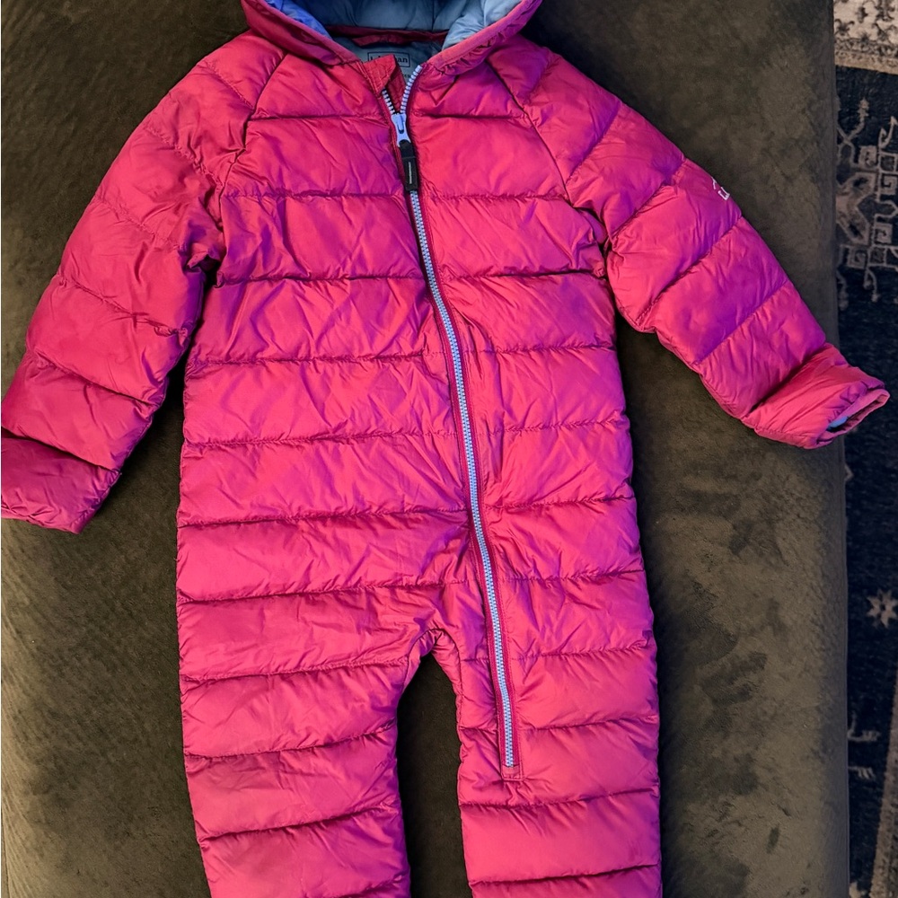 L.L. Bean Girls Pink Quilted Hooded Snowsuit